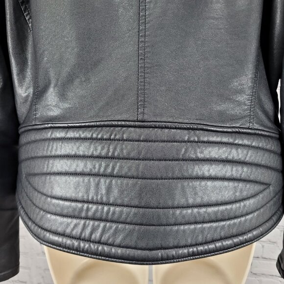 BLANKNYC Black Vegan Leather Moto Biker Collared Zipped Padded Jacket Size XL - Picture 13 of 16